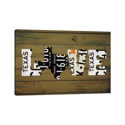Texas State Love On Canvas By Design Turnpike Textual Art 